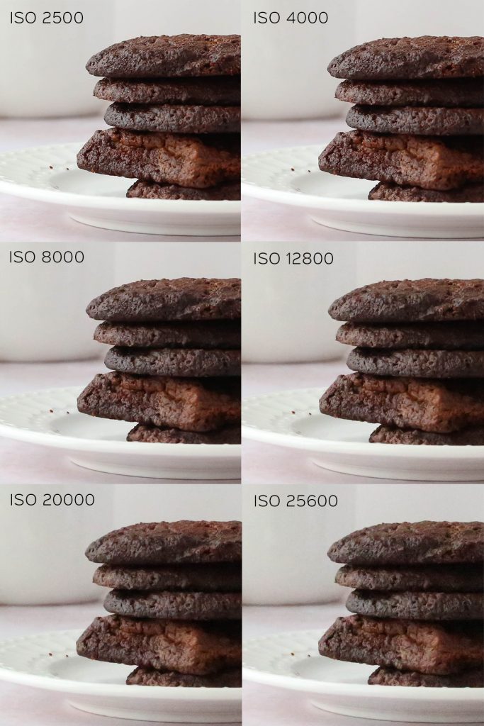 demonstration of ISO and noise for manual camera settings for food photography
