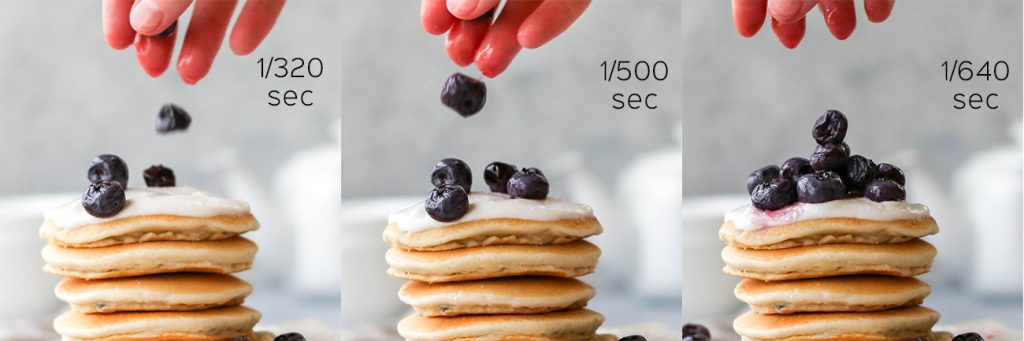 demonstration of shutter speed and motion for food photography