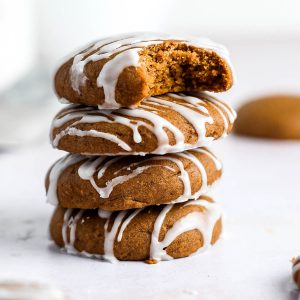 a stack of gluten free pumpkin cookies