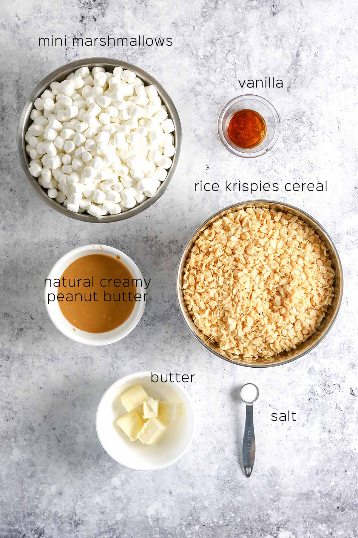 the ingredients needed to make the rice krispie treats
