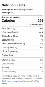 pink sugar cookie nutrition facts