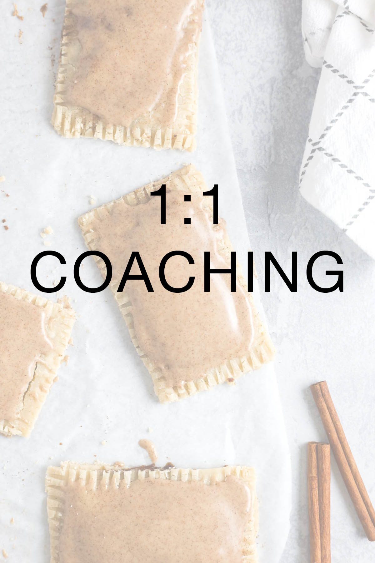 vegan pop tarts with "1:1 coaching" over the image.