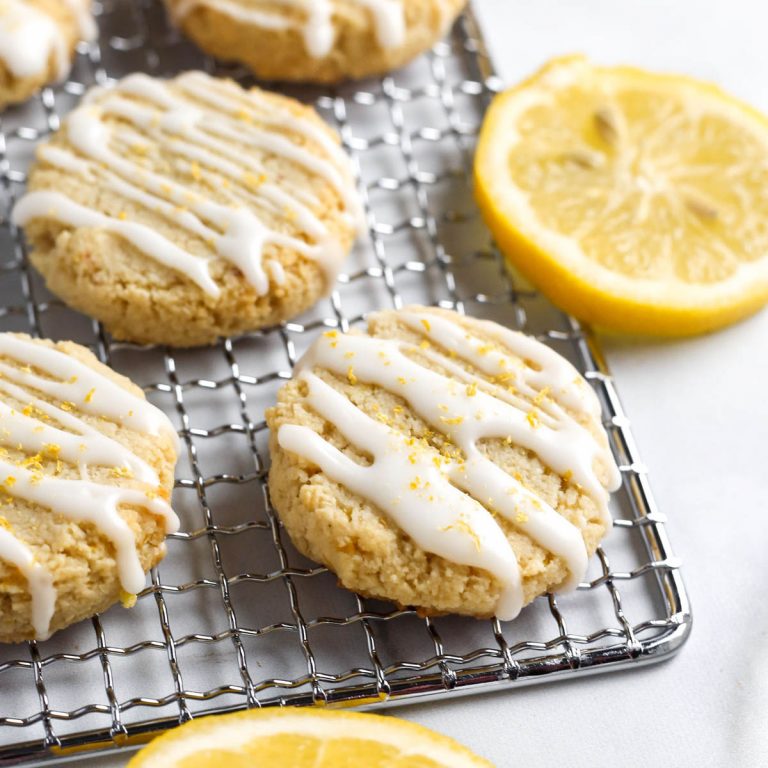 vegan lemon cookies on a tray.