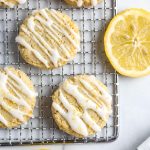 vegan lemon cookies on a tray.