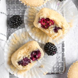 vegan blackberry muffins on muffin liners