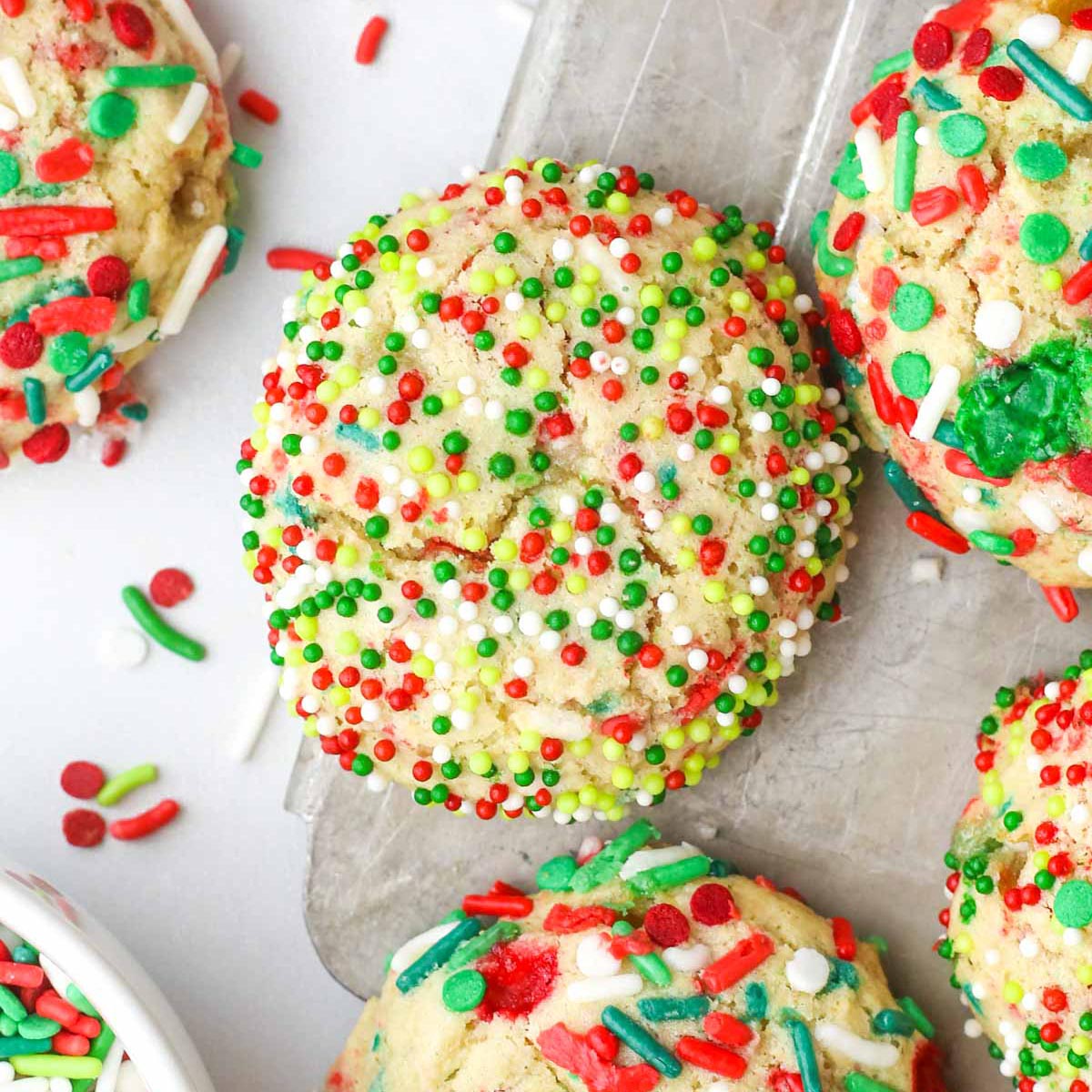 Soft Christmas Sprinkle Sugar Cookies